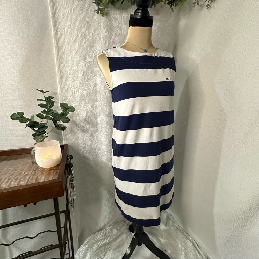 Vineyard Vines Blue and White Striped Midi Dress